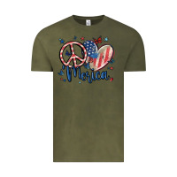 Vintage Olive peace love 'merica Vintage Tee - MaliasSmallBusiness