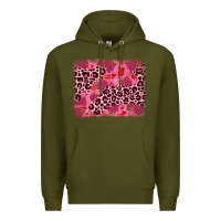 Army Green valentine's day roses leopard background Premium Hoodie - JahusDesignShop