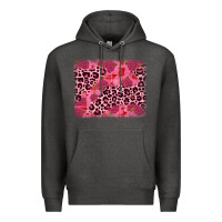 Charcoal Heather valentine's day roses leopard background Premium Hoodie - JahusDesignShop