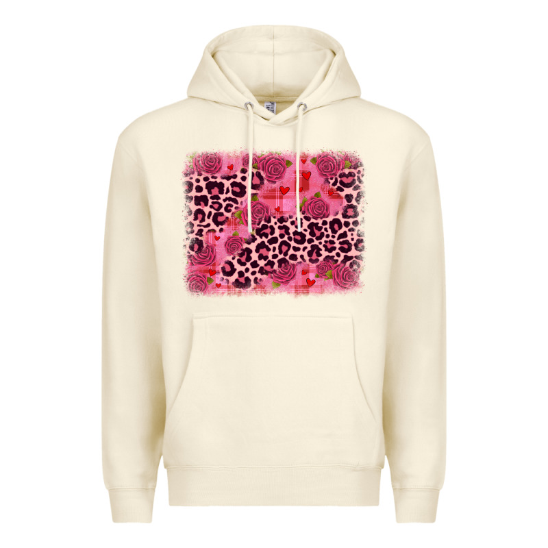 Valentine's Day Roses Leopard Background Premium Hoodie by JahusDesignShop | Teevron