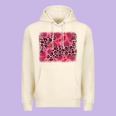 Valentine's Day Roses Leopard Background Premium Hoodie Designed By Jahusdesignshop