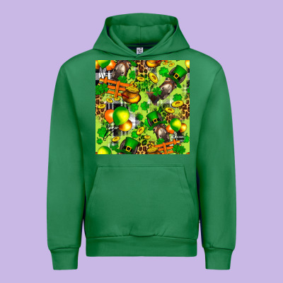 St. Patrick's Donkey With Shamrock Seamless Urban Hoodie Designed By Fadigitalartstudio