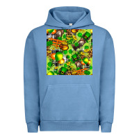 Pigment Pebble Blue St. Patrick's Donkey With Shamrock Seamless Urban Hoodie - FaDigitalArtStudio