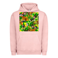 Pigment Salmon St. Patrick's Donkey With Shamrock Seamless Urban Hoodie - FaDigitalArtStudio