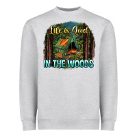 Heather Grey life is good in the woods Heavyweight Sweatshirt - NancyCooperArtShop