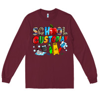 Burgundy school custodian Long Sleeve Tee - NancyCooperArtShop