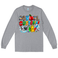 Heather Grey school custodian Long Sleeve Tee - NancyCooperArtShop