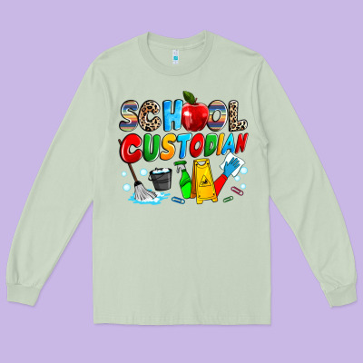 School Custodian Long Sleeve Tee Designed By Nancycooperartshop