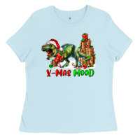 Baby Blue T- Rex X-Mas Mood Ladies Tee - RanaPortraitStore