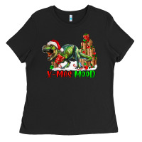 Black T- Rex X-Mas Mood Ladies Tee - RanaPortraitStore