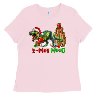 Bubblegum Pink T- Rex X-Mas Mood Ladies Tee - RanaPortraitStore
