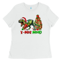 White T- Rex X-Mas Mood Ladies Tee - RanaPortraitStore