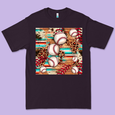 Baseball Leopard Cowhide Turquoise Seamless Pattern Premium Tee Designed By Jahusdesignshop