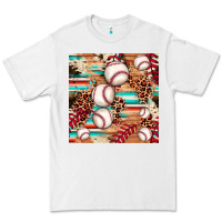 White baseball leopard cowhide turquoise seamless pattern Premium Tee - JahusDesignShop