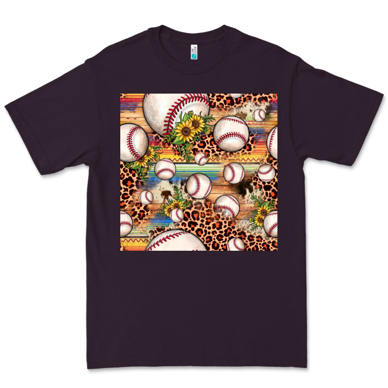Baseball Leopard Cowhide Sunflower Seamless Pattern Premium Tee by JahusDesignShop | Teevron