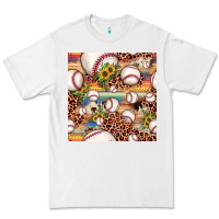 White baseball leopard cowhide sunflower seamless pattern Premium Tee - JahusDesignShop