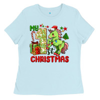 Baby Blue my first christmas unicorn Ladies Tee - FaDigitalArtStudio