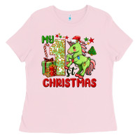 Bubblegum Pink my first christmas unicorn Ladies Tee - FaDigitalArtStudio
