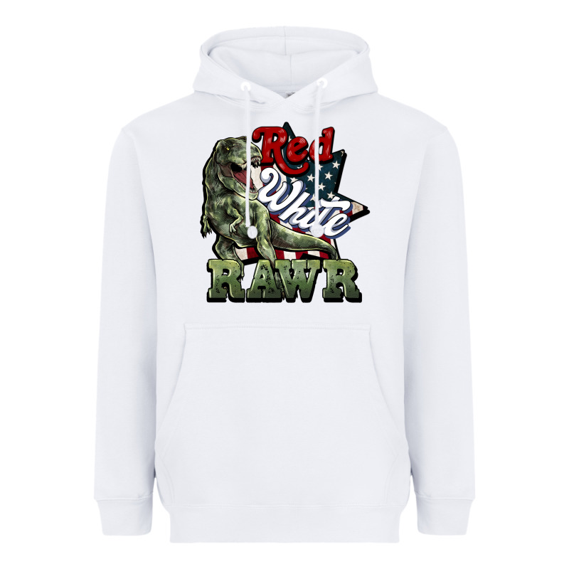 Red White Rawr 4th Of July Heavyweight Hoodie by HowdyJamesFarm | Teevron