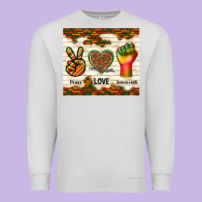 Peace Love Juneteenth Premium Sweatshirt Designed By Tumblerdesignbyshophia