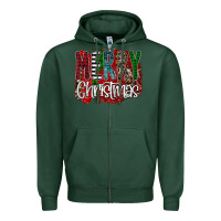 Sports Green Merry Christmas Buffalo Plaid Leopard Zipper Hoodie - Bettercallsaul