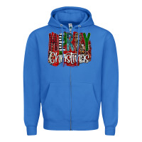True Royal Merry Christmas Buffalo Plaid Leopard Zipper Hoodie - Bettercallsaul