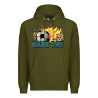 Army Green Game day Soccer leopard flames fireball Premium Hoodie - HowdyJamesFarm