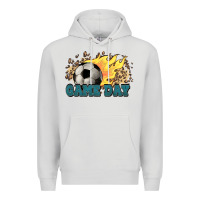 Dove Grey Game day Soccer leopard flames fireball Premium Hoodie - HowdyJamesFarm