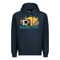 Navy Game day Soccer leopard flames fireball Premium Hoodie - HowdyJamesFarm