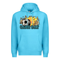 Ocean Blue Game day Soccer leopard flames fireball Premium Hoodie - HowdyJamesFarm