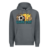 Rock Game day Soccer leopard flames fireball Premium Hoodie - HowdyJamesFarm