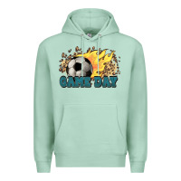 Seafoam Game day Soccer leopard flames fireball Premium Hoodie - HowdyJamesFarm