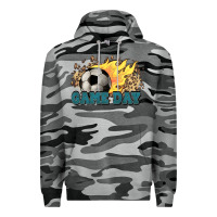 Slate Camo Game day Soccer leopard flames fireball Premium Hoodie - HowdyJamesFarm