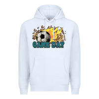 White Game day Soccer leopard flames fireball Premium Hoodie - HowdyJamesFarm