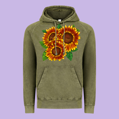 Tiger Eyes Sunflower Vintage Hoodie Designed By Lillyallendesigns
