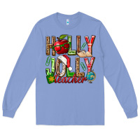 Colony Blue holly jolly teacher Long Sleeve Tee - NancyCooperArtShop