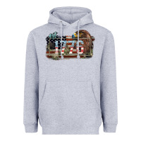 Heather Grey Eat. 1776 eagle 4th of july Heavyweight Hoodie - HowdyJamesFarm