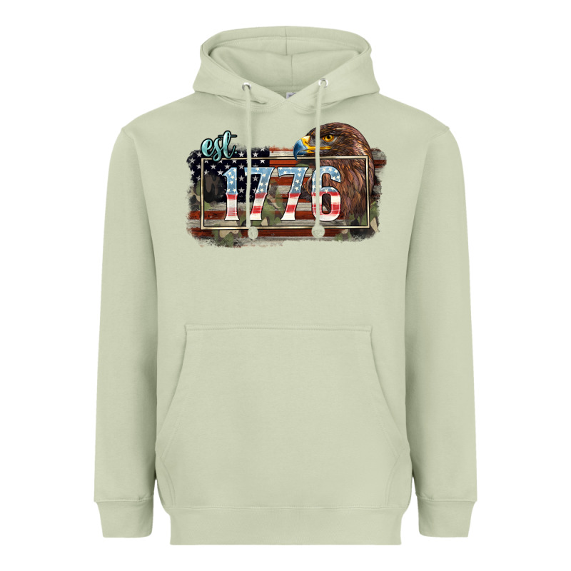 Eat. 1776 Eagle 4th Of July Heavyweight Hoodie by HowdyJamesFarm | Teevron