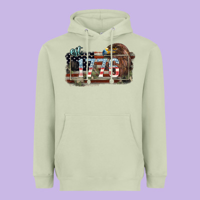 Eat. 1776 Eagle 4th Of July Heavyweight Hoodie Designed By Howdyjamesfarm