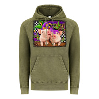 Vintage Olive mardi gras western leopard pigs Vintage Hoodie - Jasminsmagicworld