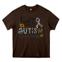 Chocolate Brown fight for autism awareness Heavy Core Tee - CowhideDigitalArt