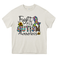 Cream fight for autism awareness Heavy Core Tee - CowhideDigitalArt