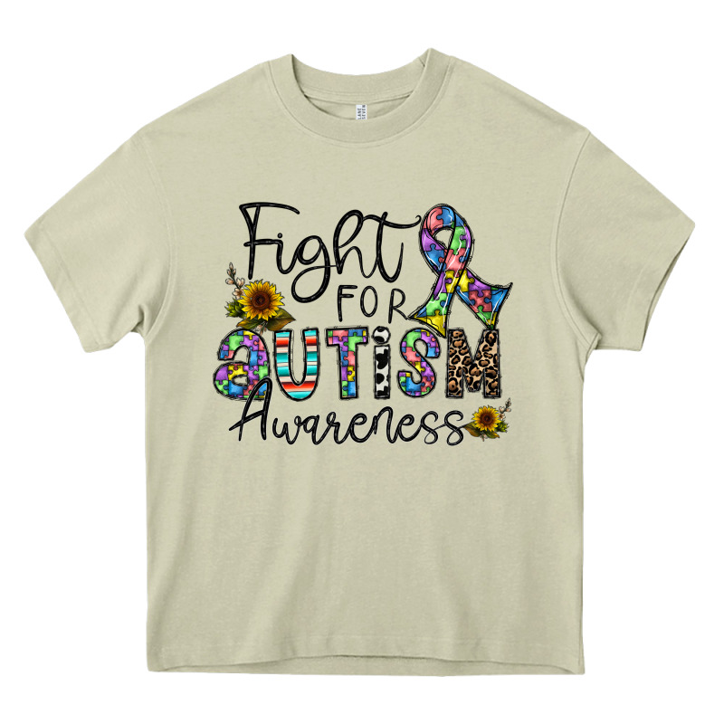 Fight For Autism Awareness Heavy Core Tee by CowhideDigitalArt | Teevron