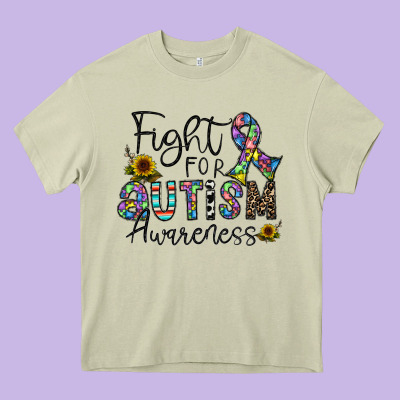 Fight For Autism Awareness Heavy Core Tee Designed By Cowhidedigitalart