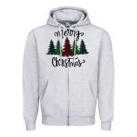 Heather Grey Merry Christmas Trees Zipper Hoodie - Bettercallsaul