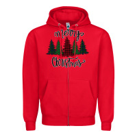 Red Merry Christmas Trees Zipper Hoodie - Bettercallsaul
