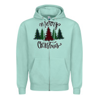 Seafoam Merry Christmas Trees Zipper Hoodie - Bettercallsaul