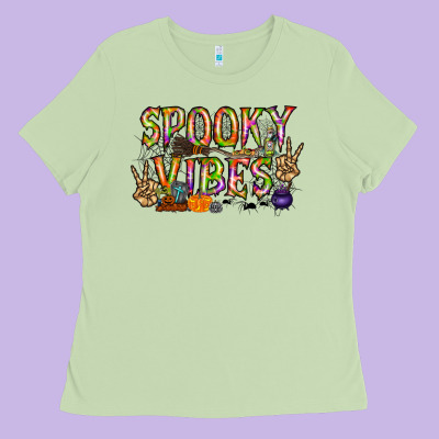 Spooky Vibes Ladies Tee Designed By Racoondesign