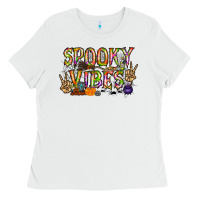 White spooky vibes Ladies Tee - RacoonDesign