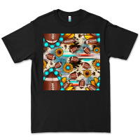 Black football cowhide sunflower seamless pattern Premium Tee - JahusDesignShop